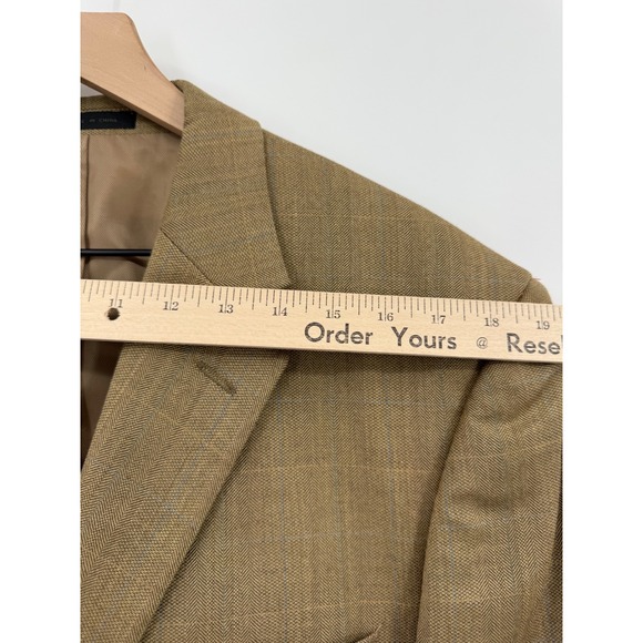 T Harris London Jacket Mens 42R Brown Herringdone Blazer Silk Wool Sport Coat - Picture 6 of 10